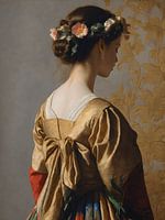 De vrouw in de gouden jurk