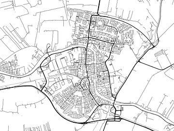 Karte von Alphen aan de Rijn in Schwarz ud Weiss von Map Art Studio
