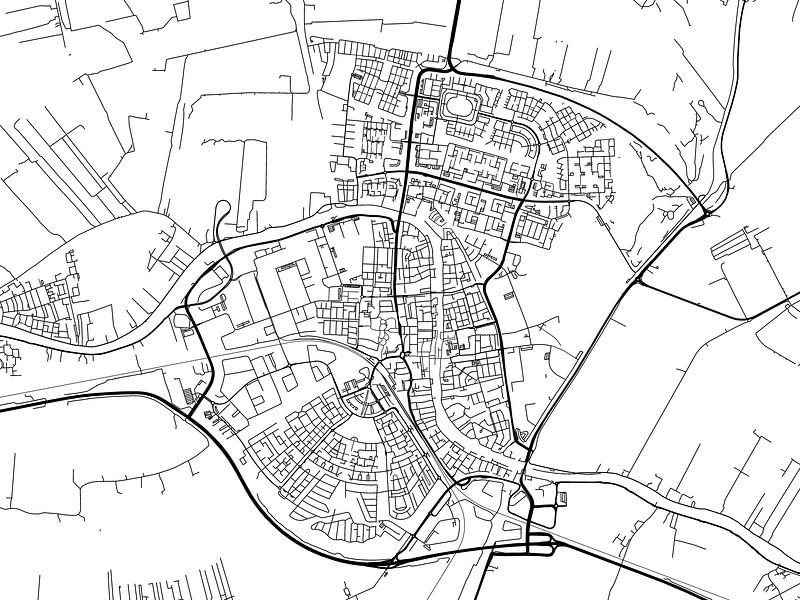 Karte von Alphen aan de Rijn in Schwarz ud Weiss von De Kaartenwinkel