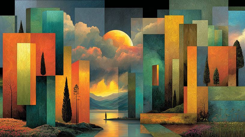 abstrakte Kunst mit Farbe Landschaft von Egon Zitter