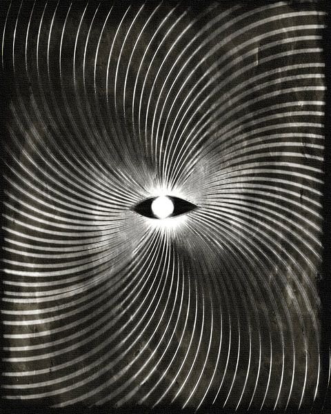 Moon Geometry Retro Art Deco Surrealism Black by FRESH Fine Art
