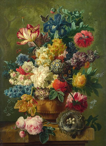 Fleurs dans un vase, Paulus Theodorus van Brussel par Des maîtres magistraux
