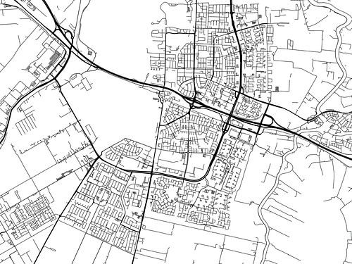 Kaart van Amstelveen in Zwart Wit