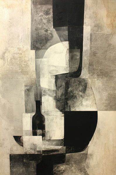 Black and White Abstract Painting - Geometric Modern Still Life by Joriali Abstract