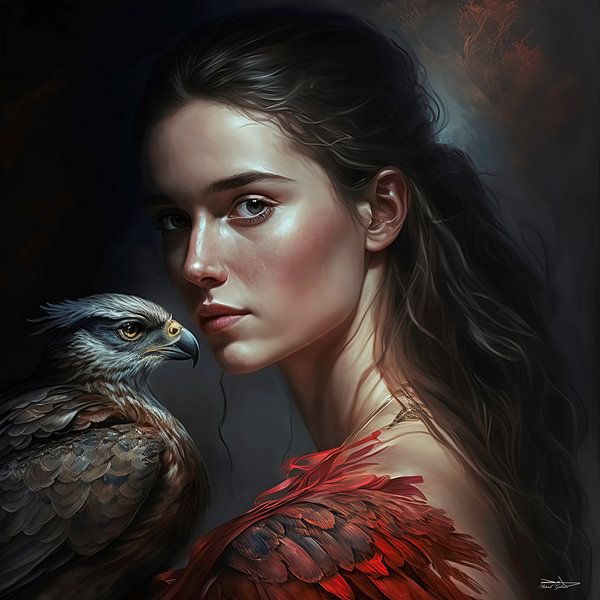 Mädchen gemischt mit Adler von Gelissen Artworks