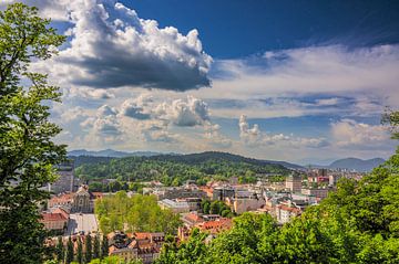 Ljubljana city view from the hill of Ljubljanski grad castle by Sjoerd van der Wal Photography
