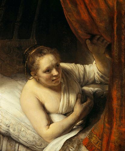 Een vrouw in bed, Rembrandt van Rijn