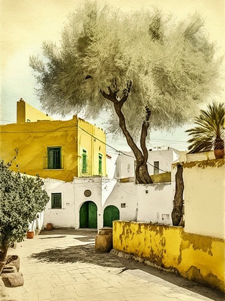 Stadt leere Gasse Bäume sonnig verfallen mediterran von gm_designs