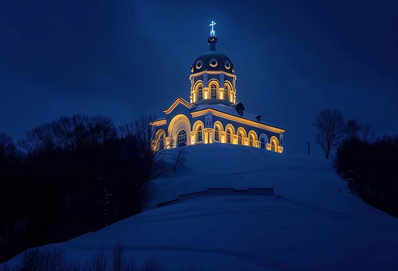 Zachte lichtstralen verlichten de kerk van fernlichtsicht