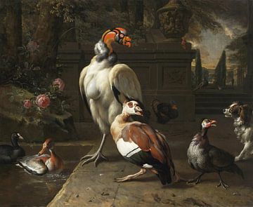 Exotische vogels in een park, Jan Weenix...