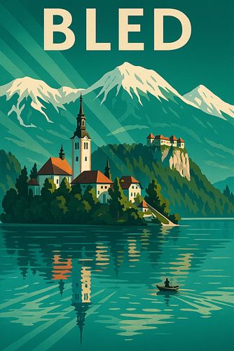 Bled Art Deco Poster - Vintage Slowenien Reisen Wandkunst