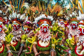 Colorful tribe at Mount Hagen festival in Papua New Guinea. by Ron van der Stappen