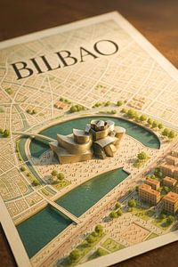 Bilbao Guggenheim Museum 3D Karte - Moderne Architektur Kunst