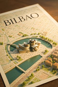 Bilbao Guggenheim Museum 3D Map – Modern Architecture Art by Travel Shop