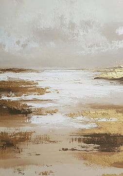 Goldene Küste in Beige und Weiß von Niklas Maximilian