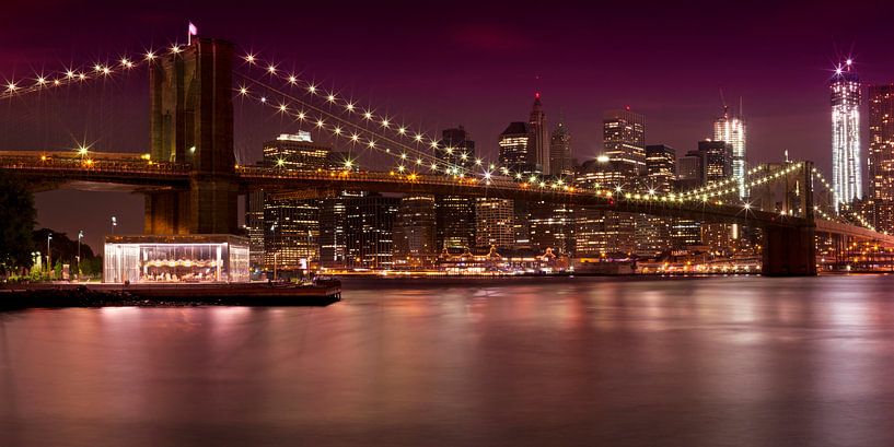 Nacht Skyline New York City van Melanie Viola