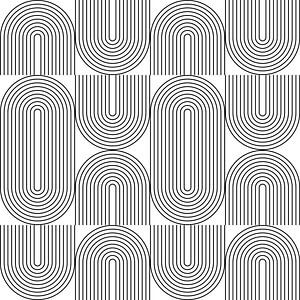 Retro 1920 vintage geometrische vormen patroon in Bauhaus stijl no. 4 van Dina Dankers
