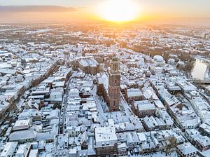Das Stadtzentrum von Zwolle an einem kalten Wintermorgen
