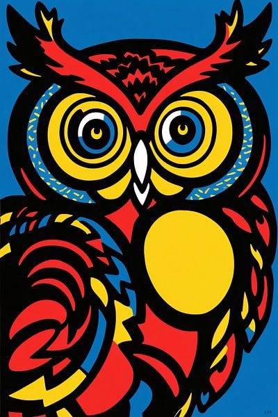 Kleurrijke moderne uil kunst van Art & Soul Creations