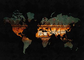 Carte du monde avec rouille sur Studio Malabar