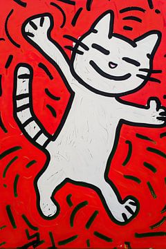 Schilderij Vrolijke Kat | Swingende Snorharen van ARTEO Schilderijen