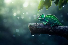 Forest chameleon on a branch by Poster Art Shop