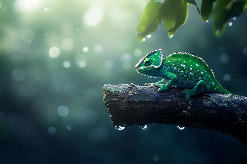 Forest chameleon on a branch by Poster Art Shop