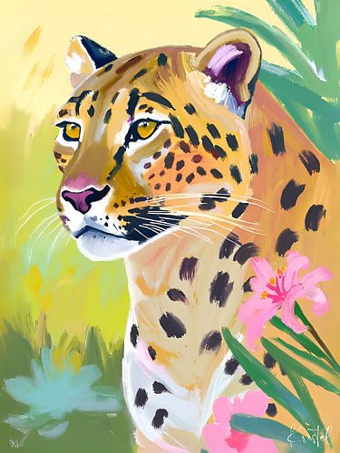 Dromerig Luipaard in Tropisch Groen