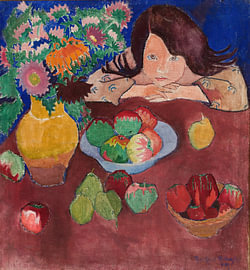 Romuald Kamil Witkowski - Kleines Mädchen an einem Tisch mit Obst (1908) von Peter Balan