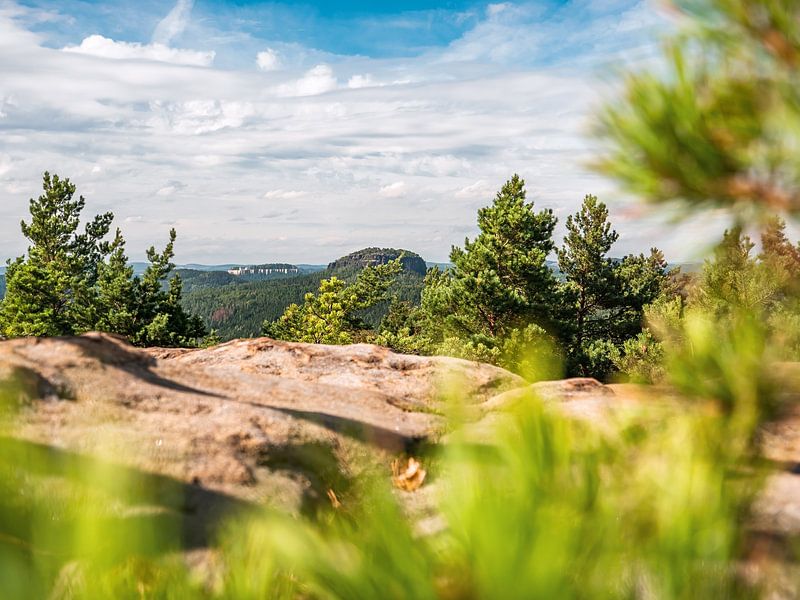 Spitzstein, Saksisch Zwitserland - vesting Königstein en Pfaffenstein van Pixelwerk