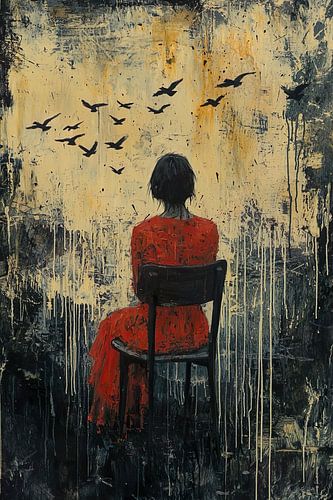 young woman surrounded by birds