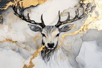 Cerf avec accents dorés