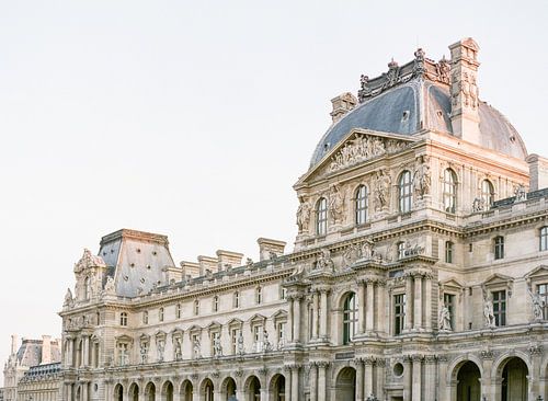 Analog photo of the Louvre at sunrise