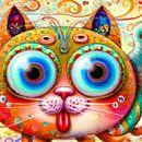 Chaotic and Colorful Fantasy Cat sticking out its Tongue von Christine aka stine1 Miniaturansicht