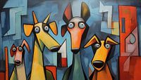Abstracte honden kubisme raar panorama van TheXclusive Art thumbnail