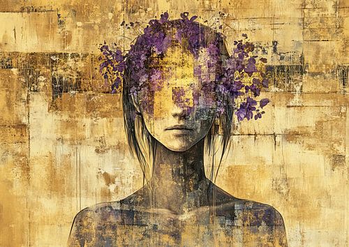 Purple Flowers | Woman Gold by Art Whims