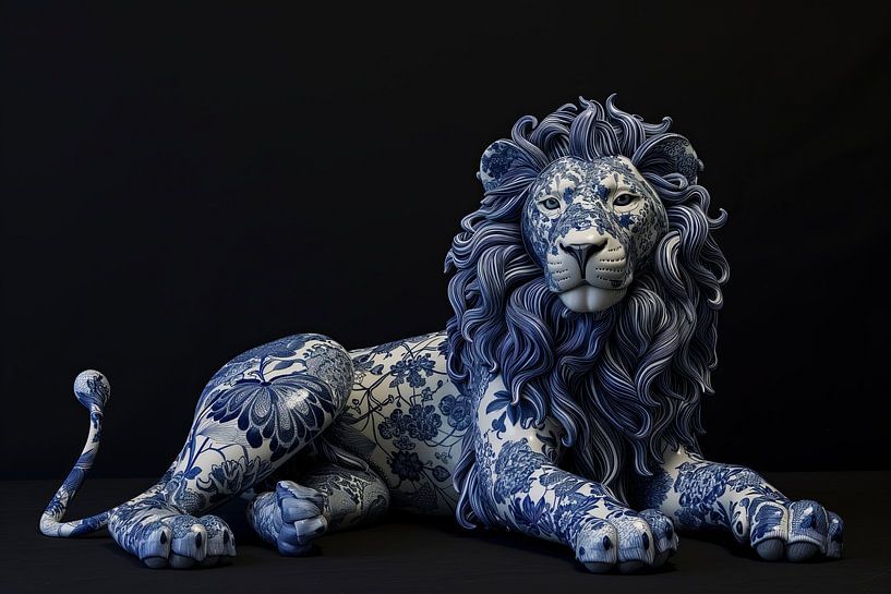 Delft blue lion by Richards Fine Art
