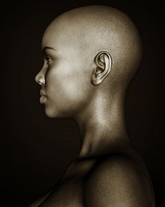 Frauen-Porträts - Schwarzweiss-Profil eines afrikanischen Mädchens