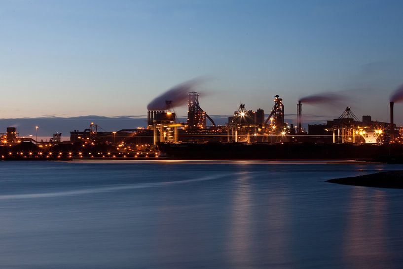 Tatasteel (Corus blast furnaces) IJmuiden at night by Arjan Groot