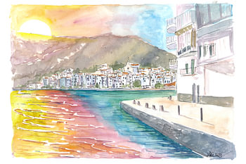 Cadaques Catalan sunset with bay on the Costa Brava