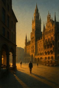Munich Town Hall Square: Gothic Architecture at Sunset by Travel Shop