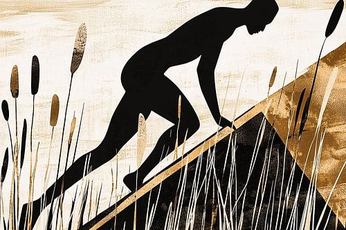 Un homme gravit une colline avec la nature