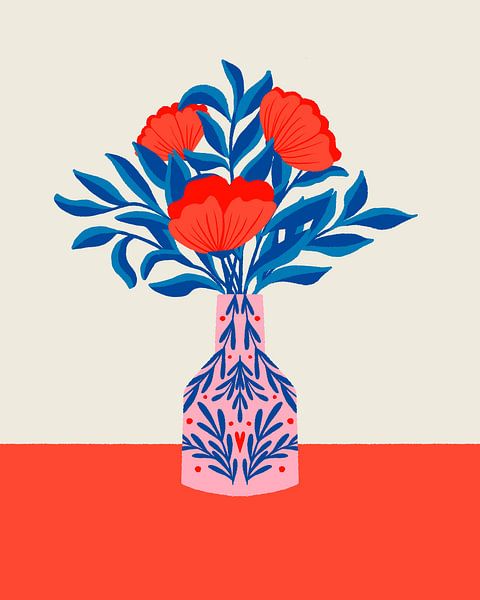 Coquelicots dans un vase par Angela Minca