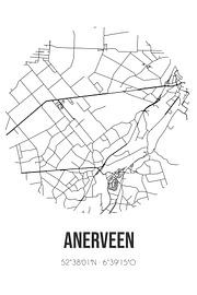 Anerveen (Overijssel) | Carte | Noir et Blanc sur Affiches de lieux