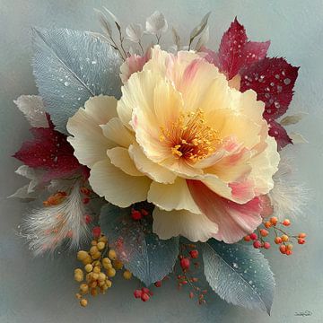 yellow flower with water and icing