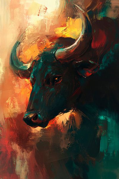 Fiery silence - bull portrait by Poster Art Shop