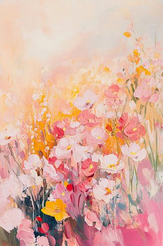 Zacht bloemenveld in bloei