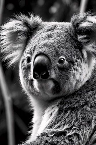 Realistische zwart-wit koala portret