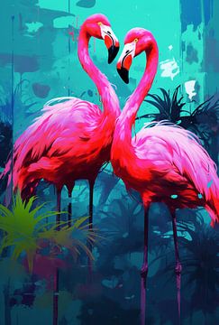 Botanische Flamingos von Bianca ter Riet