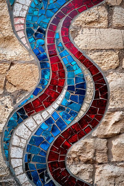 Vagues de mosaïque colorées par Poster Art Shop